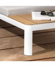 Mobile da giardino modulare, in alluminio bianco e polywood - 4 persone con cuscini grigi - SANTANA