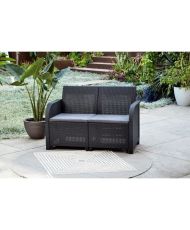 Banquette de jardin - Allibert by KETER - SanRemo - en résine imitation rotin tressé - Gris graphite