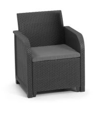 Salon de jardin avec coffre de rangement - en résine - Allibert by KETER - 4 personnes - SanRemo - Gris graphite
