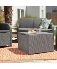 Salon de jardin avec coffre de rangement - résine - Allibert by KETER - 4 personnes - SanRemo - Gris