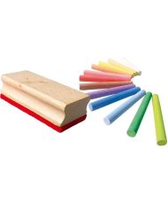 Colored chalks with eraser