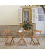 Acacia wood set - Consisting of a square table and 2 foldable chairs