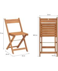 Acacia wood set - Consisting of a square table and 2 foldable chairs