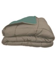 POYET MOTTE Mikrofaser-Bettdecke – 220 x 240 cm – Kieselgrau und Seegrün