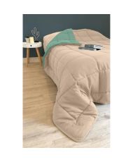 POYET MOTTE Mikrofaser-Bettdecke – 220 x 240 cm – Kieselgrau und Seegrün