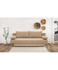 Banquette convertible 3 places Pyry - Tissu beige /sable 187 x 85 cm
