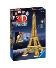3D illuminated Eiffel Tower puzzle - Ravensburger - 216 pieces - without glue - with color LEDS