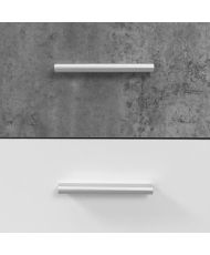Buffet bas 4 portes et 2 tiroirs - Blanc et béton clair - 162,3 x 34,2 x 88,1 cm
