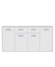 Buffet bas 4 portes et 2 tiroirs - Blanc mat - 162,3 x 34,2 x 88,1 cm