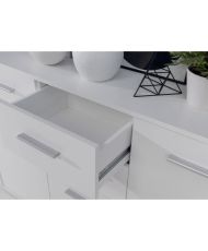 Niedriges Sideboard mit 4 Türen und 2 Schubladen – Mattweiß – 162,3 x 34,2 x 88,1 cm
