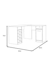 TOLEDE Bureau d'angle 1 porte 4 tiroirs - papier blanc - 125 x 125 x 75 cm