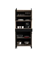 FACTORY Küchen-Sideboard – Eiche und Schwarz – 2 Türen + 1 Schublade – modular – 80 x 43,3 x 185 cm