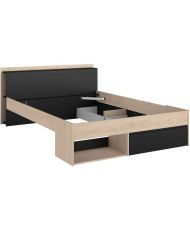 Lit adulte COMBO 160 x 200 cm - chêne et noir - 3 Tiroirs 