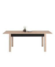 Table à manger extensible - chêne Brooklyn et noir - HELMA 157/207x 77,3 x 90 cm