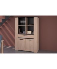 Buffet haut - chêne Brooklyn et noir - 110 x 40,5 x 159,7 cmPARISOT