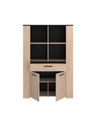 Buffet haut - chêne Brooklyn et noir - 110 x 40,5 x 159,7 cmPARISOT