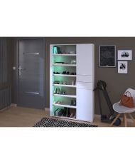  SHoeS Schuhschrank – Eiche und Dampfschwarz – 2 Türen + 1 Schublade – 110 x 186 x 33 cm – 20 Paar