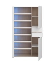  SHoeS Schuhschrank – Eiche und Dampfschwarz – 2 Türen + 1 Schublade – 110 x 186 x 33 cm – 20 Paar