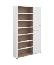  SHoeS Schuhschrank – Eiche und Dampfschwarz – 2 Türen + 1 Schublade – 110 x 186 x 33 cm – 20 Paar