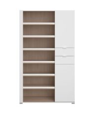  SHoeS Schuhschrank – Eiche und Dampfschwarz – 2 Türen + 1 Schublade – 110 x 186 x 33 cm – 20 Paar