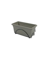 Jardiniere 40 x 20 cm + Plateau + Support balcon Collection TERRA - Taupe
