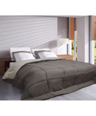 Warme Mikrofaser-Bettdecke in Taupe und Leinen, 140 x 200 cm