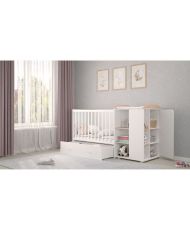  Cama combinada convertible Teddy blanco/natural de 60 x 120 cm a 90 x 190 cm