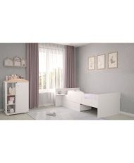 Cama combinada extensible Ameli blanco/natural de 60 x 120 cm a 90 x 190 cm