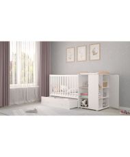 Lit combiné évolutif Ameli blanc/naturel de 60 x 120 cm à 90 x 190 cm