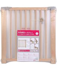 Barrera de seguridad infantil OLEANE 8 - 80 a 85 cm - Madera - Desmontable - Fijación a presión en 4 puntos