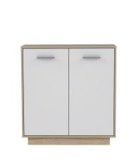 Petit buffet Meuble de rangement 2 portes - Blanc et chêne sonoma - 82,9 x 34,2 x 88,1 cm