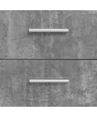 Buffet bas 2 portes et 4 tiroirs - Blanc et béton clair - 122,6 x 34,2 x 81,1 cm
