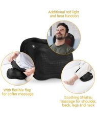 Coussin de massage Shiatsu épaules, dos, jambes et cou - 2 vitesses - Fonction chaleur - Rembourrage flexible