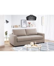 HEXAGONE MAXIME 3-seater convertible straight sofa - Beige fabric - Express sleeping - 194 x 96 x 83 cm
