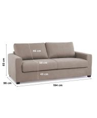 HEXAGONE MAXIME 3-Sitzer-Sofa, umwandelbar, beige, Express-Schlaffunktion, 194 x 96 x 83 cm