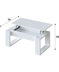 Anhebbarer Couchtisch – Weißes Melamin – 105 x 55 x 45 cm NOVA
