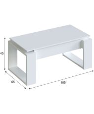 Table basse relevable - Mélaminé blanc - 105 x 55 x 45 cm NOVA