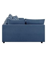 Canapé d'angle à gauche convertible + coffre de rangement + 4 coussins - Tissu Bleu - 250 x 163 x 88 cm - OWENS