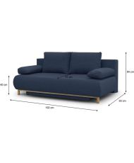MIKA 3-Sitzer-Umbaubank - Dunkelblauer Stoff - Aufbewahrungsbox - 192 x 84 x 93 cm