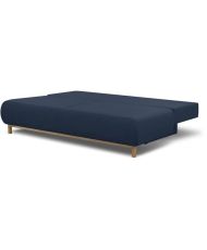 Banquette convertible 3 places MIKA - Tissu bleu foncé - Coffre de rangement - 192 x 84 x 93 cm