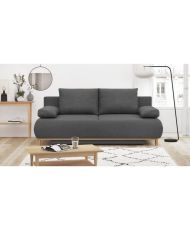 Panca trasformabile a 3 posti MIKA - Tessuto grigio - Contenitore - 192 x 84 x 93 cm