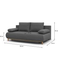 MIKA 3-seater convertible bench - Gray fabric - Storage box - 192 x 84 x 93 cm
