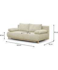 MIKA 3-Sitzer-Umbaubank - Beigefarbener Cord - Aufbewahrungsbox - 192 x 84 x 93 cm