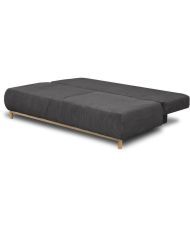 Banquette convertible 3 places MIKA - Velours côtelé gris foncé - Coffre de rangement - 192 x 84 x 93 cm