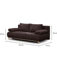 MIKA 3-Sitzer-Umbaubank – Dunkelbrauner Cord – Aufbewahrungsbox – 192 x 84 x 93 cm