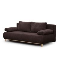 Banquette convertible 3 places MIKA - Velours côtelé marron foncé - Coffre de rangement - 192 x 84 x 93 cm