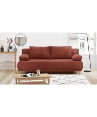 Panca trasformabile a 3 posti MIKA - Velluto a coste terracotta - Scatola portaoggetti - 192 x 84 x 93 cm