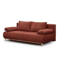Banquette convertible 3 places MIKA - Velours côtelé Terracotta - Coffre de rangement - 192 x 84 x 93 cm