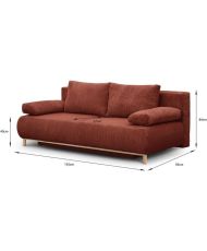 Panca trasformabile a 3 posti MIKA - Velluto a coste terracotta - Scatola portaoggetti - 192 x 84 x 93 cm