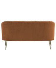 Retro 2-seater sofa - Terra cotta velvet and solid wood structure - 167 x 70 x 71 cm - MATHIS